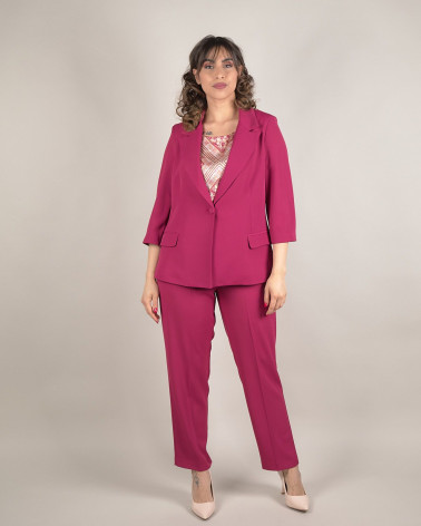 Blazer bordeaux in cady con maniche a 3/4