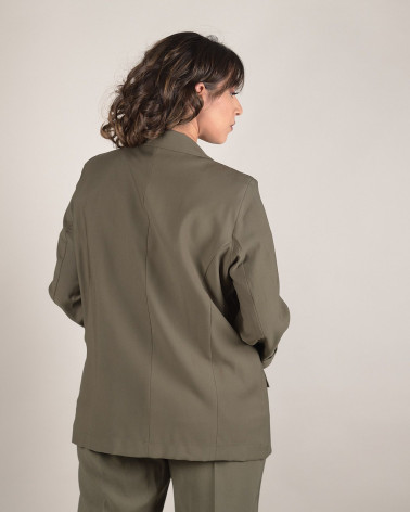 Blazer verde oliva con risvolto alle maniche