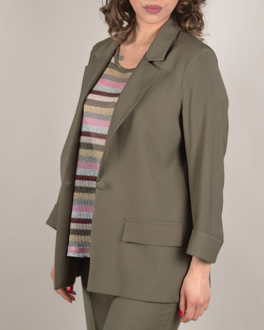Blazer verde oliva con risvolto alle maniche