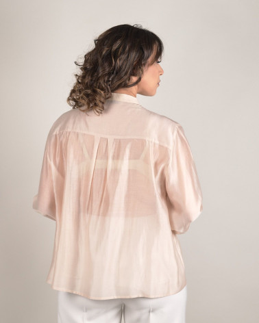Camicia panna effetto seta con maniche voluminose