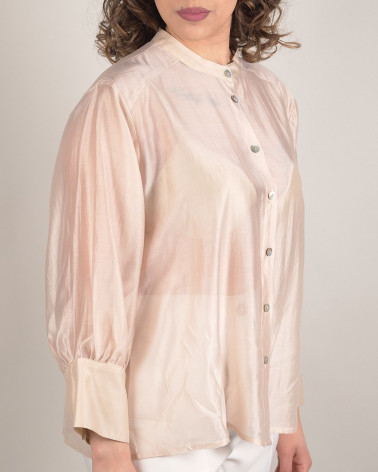 Camicia panna effetto seta con maniche voluminose