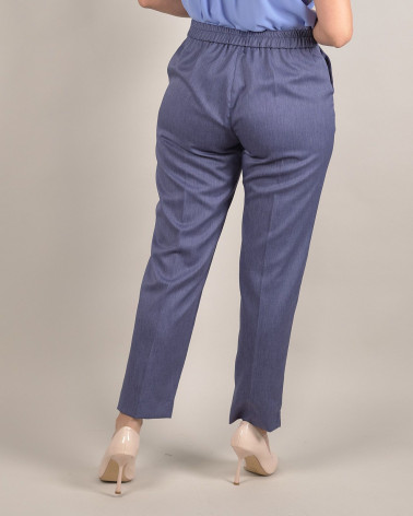Pantaloni eleganti in chambray blu con linea dritt
