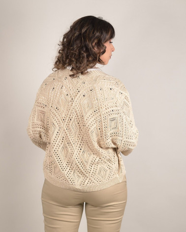 Cardigan corto traforato con filato lurex