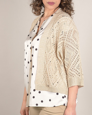 Cardigan corto traforato con filato lurex