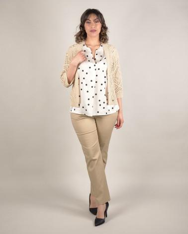 Cardigan corto traforato con filato lurex