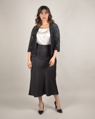 Cardigan corto traforato con filato lurex