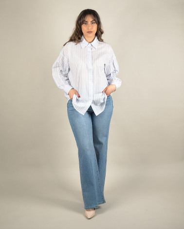 Camicia oversize a righe in cotone