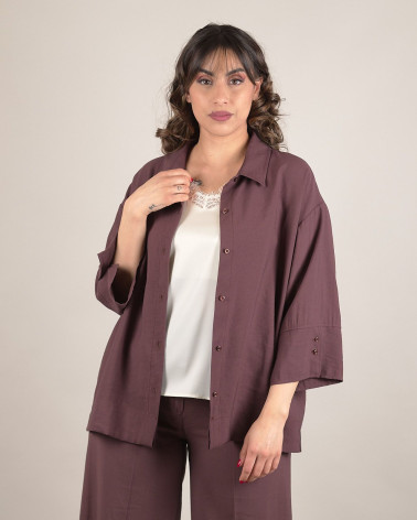 Camicia oversize in viscosa con maniche ampie