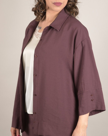 Camicia oversize in viscosa con maniche ampie