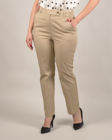 Pantaloni beige in cotone con vita regolare