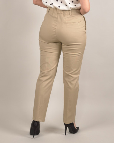 Pantaloni beige in cotone con vita regolare