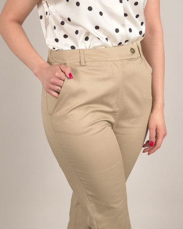 Pantaloni beige in cotone con vita regolare