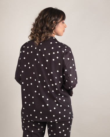 Giacca nera con pois bianchi e maniche 3/4