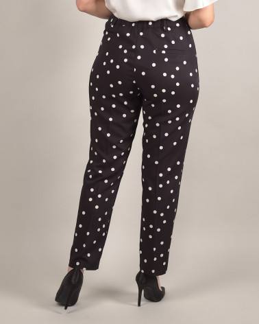 Pantaloni neri a pois in tessuto fluido