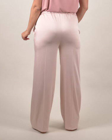 Pantaloni flare satinati rosa eleganti