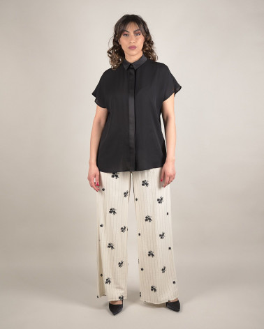 Camicia in georgette con dettagli in raso