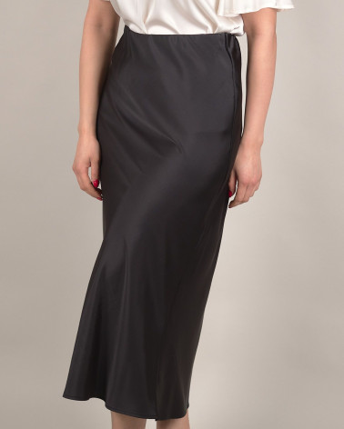 Gonna midi in raso con elastico in vita