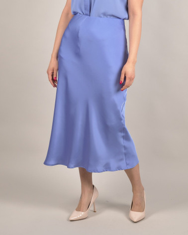 Gonna midi in raso con elastico in vita