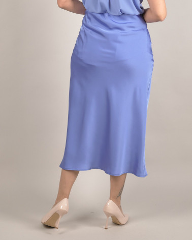 Gonna midi in raso con elastico in vita