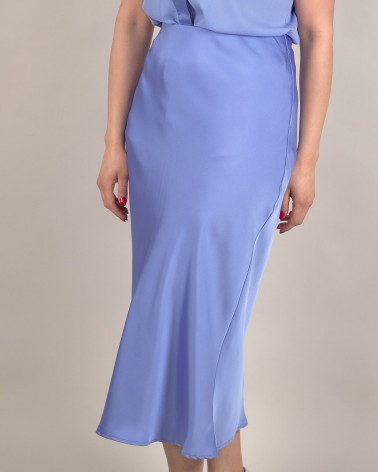 Gonna midi in raso con elastico in vita