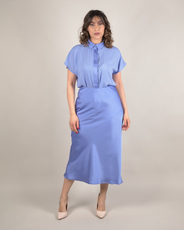 Gonna midi in raso con elastico in vita