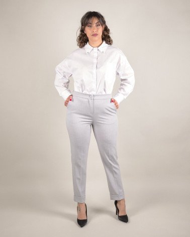 Pantaloni grigi con risvolto alla caviglia