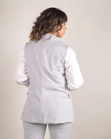 Gilet doppiopetto grigio con bottoni rivestiti