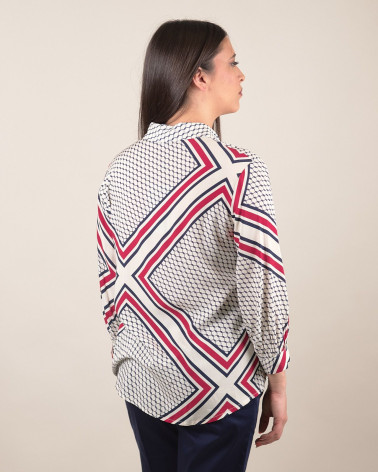 Camicia leggera in viscosa con stampa geo stripes