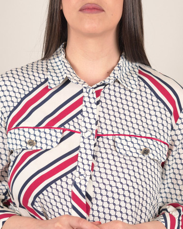 Camicia leggera in viscosa con stampa geo stripes