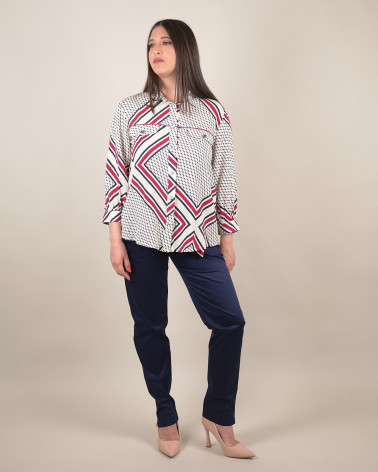 Camicia leggera in viscosa con stampa geo stripes