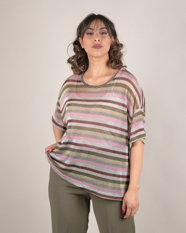 Twinset con top in jersey e maglia in lurex