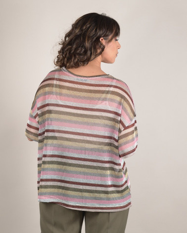 Twinset con top in jersey e maglia in lurex