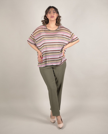 Twinset con top in jersey e maglia in lurex