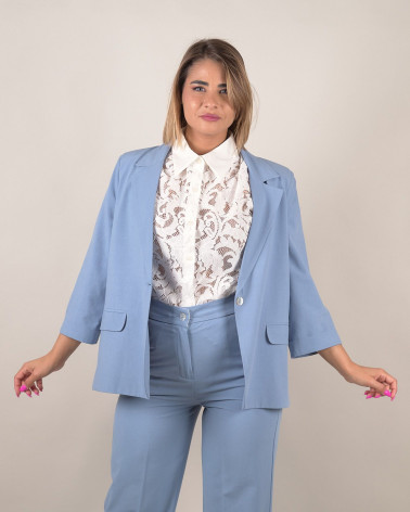 Blazer color polvere in misto cotone