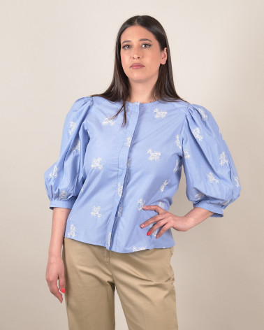 Camicia ricamata con maniche balloon