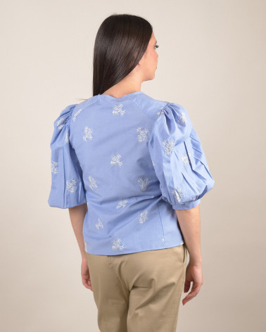 Camicia ricamata con maniche balloon