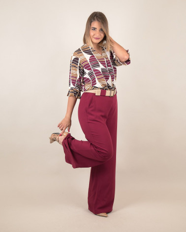 Pantaloni palazzo ciliegia