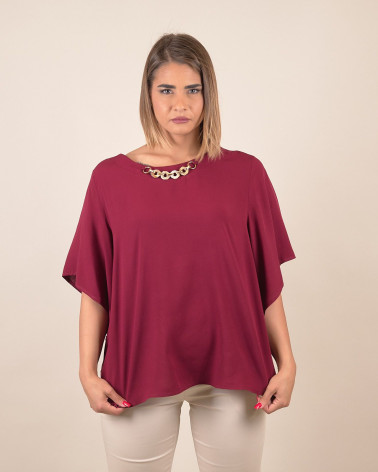 Blusa manica ampia con dettaglio al collo