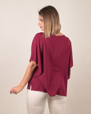 Blusa manica ampia con dettaglio al collo
