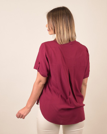 Blusa ciliegia con manica risvolto