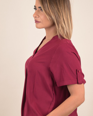 Blusa ciliegia con manica risvolto