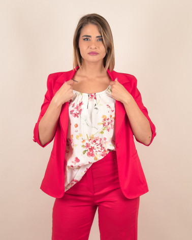 Blazer in cotone con maniche risvoltate