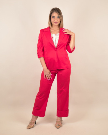 Blazer in cotone con maniche risvoltate