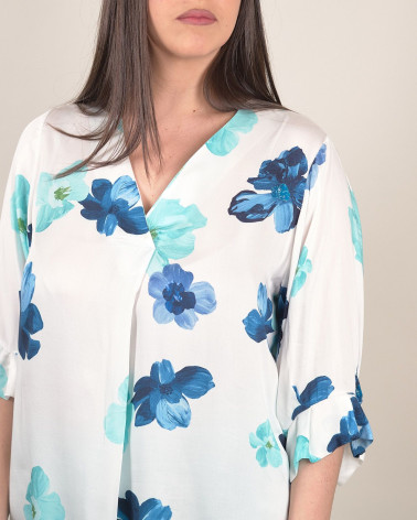 Casacca in viscosa stampa Ocean Flowers