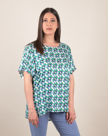 Blusa svasata con fantasia Geo Breeze