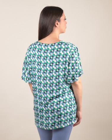 Blusa svasata con fantasia Geo Breeze