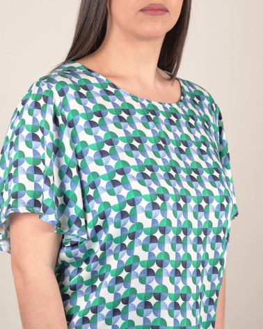 Blusa svasata con fantasia Geo Breeze
