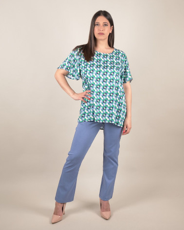 Blusa svasata con fantasia Geo Breeze