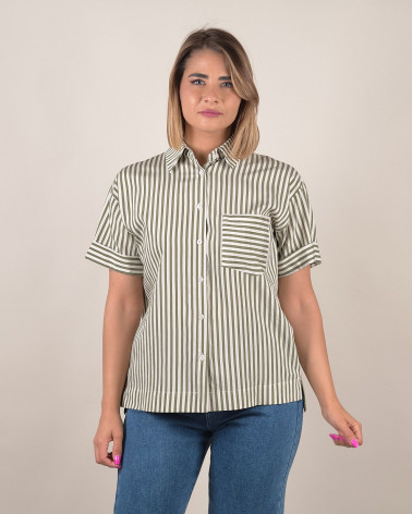 Camicia a righe verde militare