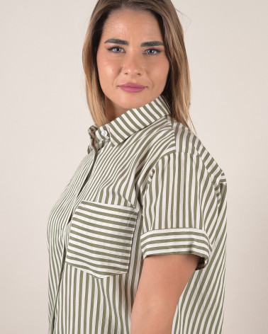 Camicia a righe verde militare